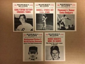 1961 Baseball Scoops Baseball Card  NM Lot(5) Mathewson, Robin Robers,B Thomson