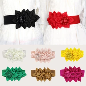 Women's Wide Elastic Waist Belt Stretch Flower Dress Corset Waistband Retro i - Picture 1 of 28
