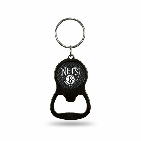 Brooklyn Nets Keychain Bottle Opener Carbon Fiber Design Metal Basketball Cover