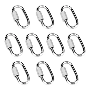10 Pcs Stainless Steel Quick Links 1.5" Carabiner Lock Quick Chain Repair Links - Picture 1 of 10