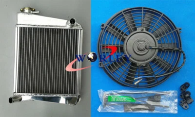 Radiador de alumínio + ventilador para 1959-1997 Austin Rover Mini Cooper S 1275 SPI MT - Imagem 1 de 4