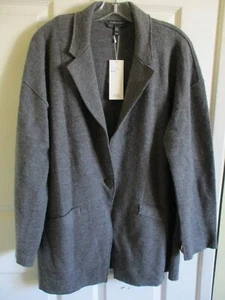 SZ XL Eileen Fisher ASH Notch Collar Boil Ash Grey Wool Jacket NWT - Picture 1 of 3