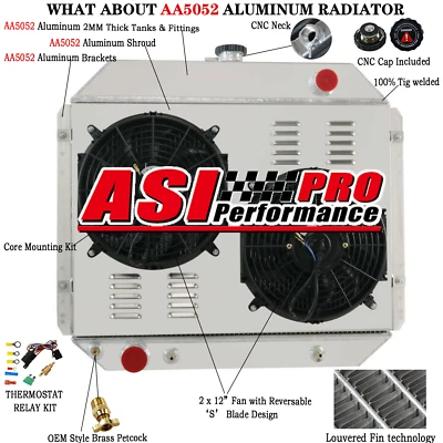 433 3 Row Radiator Shroud Fan Relay Fit 66-79 Ford F150 F250 F350 Bronco V8 ASI - Image 1 of 4