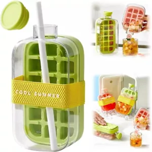 2-in-1 Ice Maker Ice Cube Tray & Water Bottle, Touch-Free Silicone Ice Cube Tray - Picture 1 of 14