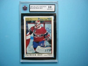 1991/92 O-PEE-CHEE PREMIER NHL HOCKEY CARD #14 PATRICK ROY KSA 10 GEM MINT OPC - Picture 1 of 2