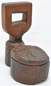 Antique Wooden Kitchenware Spice Box Original Old Hand Carved - Picture 1 of 9