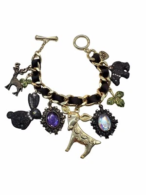 Betsey Johnson Dark Forest Pre-Fixed Charm Toggle Bracelet Woodland Critters A9 - Image 1 of 4
