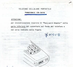 TABELLA DI PROGRAMMAZIONE ESN TELEFONO E-TACS - PANASONIC EB-3610 - Picture 1 of 1