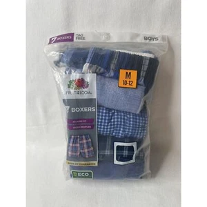 Fruit of the Loom Boys Plaid Boxers Moisture Wicking Relaxed Fit 7pk Size 10-12 - Picture 1 of 3