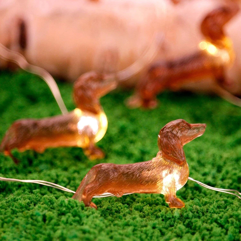 Crystal Club Dachshund Dog String Lights with Timer 10 Ft 30 LEDs Pets Theme...