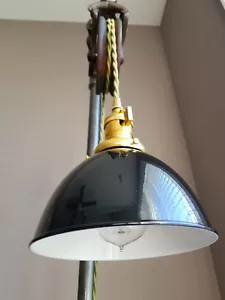Black Porcelain Enamel Shade: 7" Industrial Dome, 2-1/4" fitter, Metal Lampshade - Picture 1 of 5