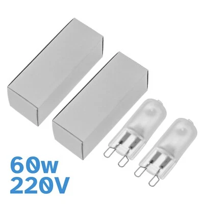 2x 60W 220-240V G9 Warm White Frosted Halogen Bi-Pin Light Globe Bulb Oven Lamp - Image 1 of 4