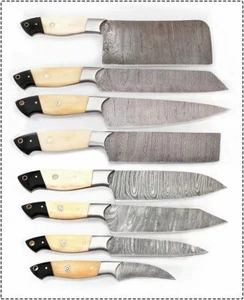 Maßgeschneidert Damaststahl 8 Stck. Professionelles Allzweck Koch Küchenmesser Set - Bild 1 von 1