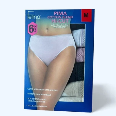 Felina 女式 Pima 棉混纺高帮 6 件装 M 码 — 第 1/4 张图片