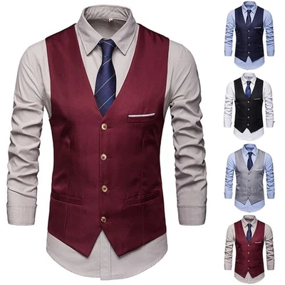 New Fashion Hot Vest Comfy Elegant Mens Outwear Solid Autumn Waistcoat - Image 1 of 4