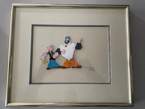 POPEYE & BLUTO HAND INKED ANIMATION CELL PAINTING ONE OF A KIND SIGNED - Picture 1 of 7