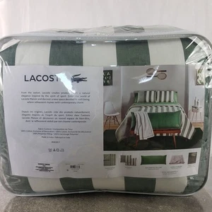 Lacoste Comforter Set King Kenwyn Cabana Green 3 Piece Striped Bedding New - Picture 1 of 7