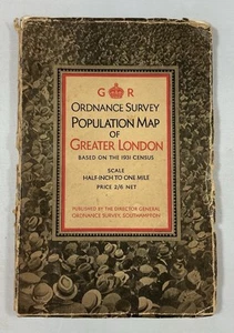 Vintage Ordnance Survey Population Map, Greater London, Ellis Martin Cover, 1935 - Picture 1 of 5