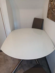 Esszimmer Tisch mit Glasplatte ausziehbar Gestell aus Chrom - Bild 1 von 2