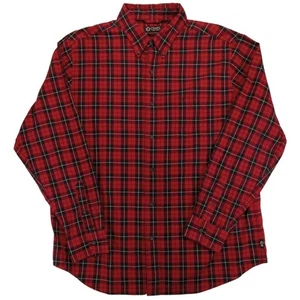 Chaps Shirt XL Ralph Lauren Preppy Button Up Long Sleeve Red Black Plaid Cotton - Picture 1 of 6
