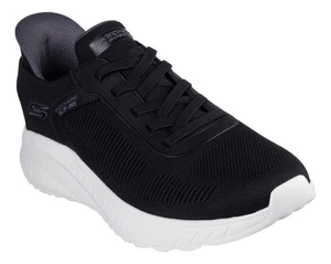 Skechers Bobs Squad Chaos Solid Step Mens Black/White Slip-Ins Casual Trainers - Picture 1 of 4