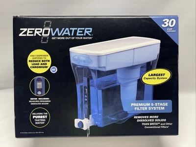 ZeroWater 30 Cup 5 Stage Water Filtration System Dispenser Water Meter & Filter - Image 1 of 4