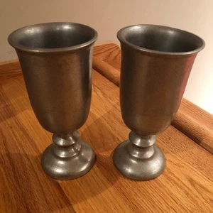 Wilton Armetale Plough Tavern 7" Water Goblets Satin Hollowware ~ S2 VTG - Picture 1 of 9