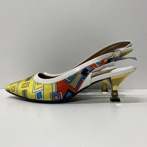 J. Renee Yellow Geometric Slingback Heels Women's 9.5W - Picture 1 of 7