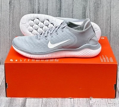 MENS NIKE FREE RN 2018 RUNNING SHOES / SIZE 10 / GREY-WHITE - Image 1 of 4