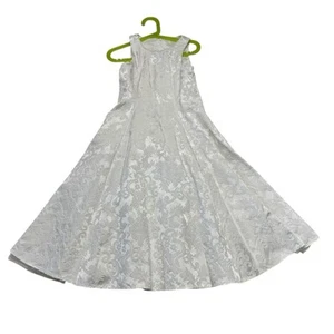 Jessica McClintock girls white wedding party dress floral scroll tulle size 7 - Picture 1 of 11