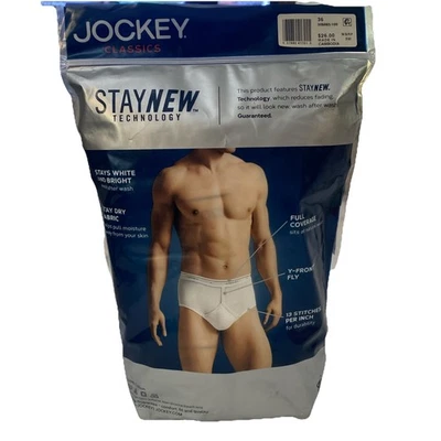 Jockey Classic 100% Cotton 5 Pair Package Tighty Whities Sz 36 White Briefs New - Image 1 of 4