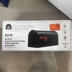 Elite Post-Mount Architectural Mailbox Black Steel Medium E1100BAM - Picture 1 of 4