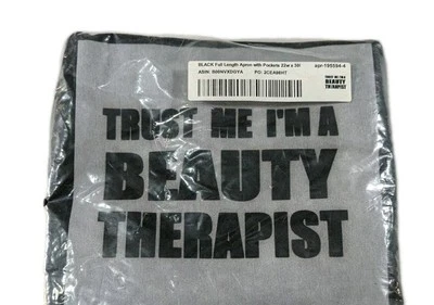Beautician Full Length Apron Trust Me Im a Beauty Therapist Black 22" x 30" Hair - Image 1 of 4