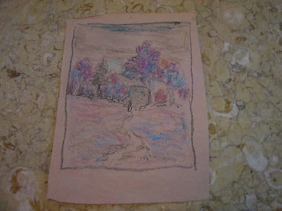 Antiguo de colección de principios del siglo XX. Dibujo de paisaje y sendero a carbón E A Trego Foto 1 de 4