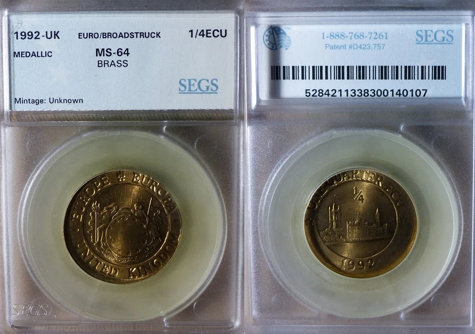 Error:Europa Pattern 1992 UK1/4 Ecu Broafstruck MS64 CT168 - Image 1 of 1