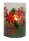 Apothecary & Company Glass Led Poinsettia Candle With 4 Hour Timer 6 1/2" H 4" D