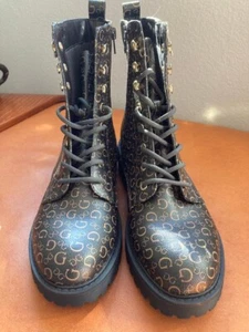 Guess Hi-Top Boots Lace Up and Eyelets Black w/G&D's Decorating Them Sz 9 1/2 - Picture 1 of 7