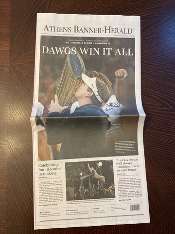 UGA Georgia Bulldogs Athens Banner Herald 2021 National Championship newspaper Cover