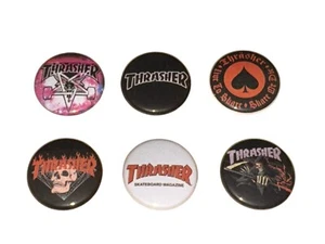 1" SET 6 THRASHER MAGAZIN ANSTECKKNOPF ABZEICHEN PINS PINBACK [P606] - Bild 1 von 2