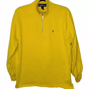 POLO Ralph Lauren Men's SZ M Yell1ow 1/4 Zip 100% Cotton Pullover Sweatshirt - Picture 1 of 7