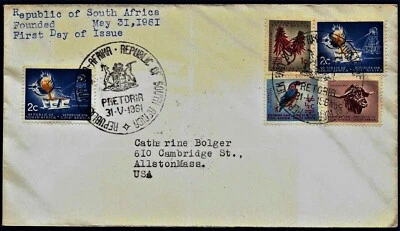 1961 Handmade Cover Founding of the Republic South Africa First Day Issue Gold - Image 1 of 4