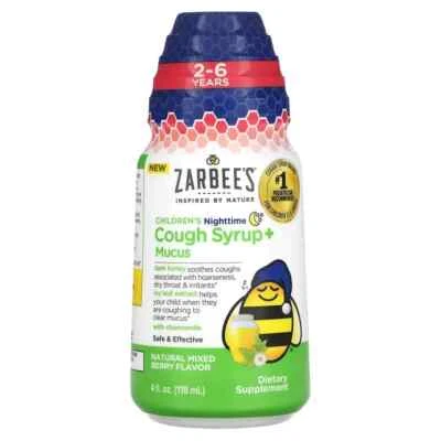 Zarbee's Kids Cough Syrup + Mucus Nighttime Mixed Berry Flavor 4 fl oz - Image 1 of 2