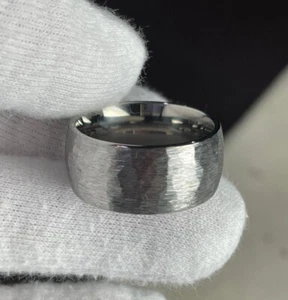 Dome Profile Wide Ring, Titanium Band, Rustic Rugged Brush Look, 11mm - Picture 1 of 7