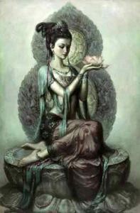 ZOPT0311 100% Handmade Painted Fairy Guanyin Oil Painting Art On Canvas - Picture 1 of 2