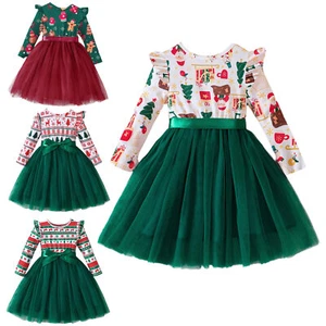 Weihnachtskleid Baby Mädchen Prinzessin Weihnachten Kleid A-Linie Partykleid - Bild 1 von 51