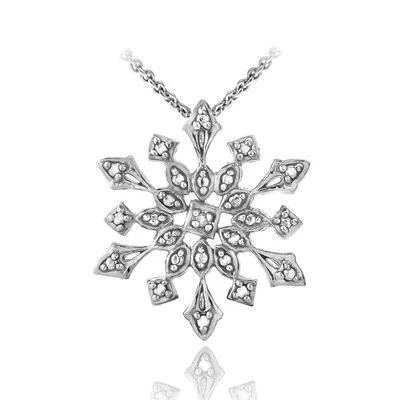 Collar de copo de nieve con detalles de diamantes naturales de plata 925 - 3 colores Foto 1 de 4