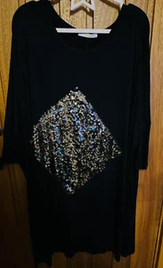 Silk Fred Malissa J Oversized Sequin Black T-Shirt Dress One Size **BRAND NEW** - Picture 1 of 4