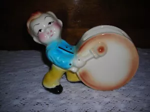 Black Eyed Drummer Boy Ceramic Planter 1950's MCM Vase Rare Vintage Kitsch - Picture 1 of 4