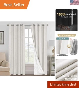 Elegant Ivory 100% Blackout Curtains - Thermal Insulated 2 Panel 96 inch Drapes - Picture 1 of 9