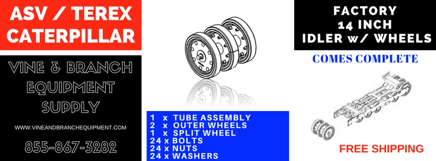 ASV / TEREX  14in IDLER (factory) ASSEMBLY w/ WHEELS  / RC100 / PT100 / RC85  - Image 1 of 1